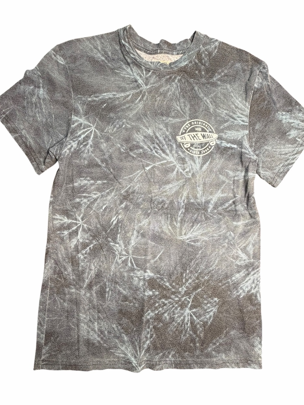 Vans Off The Wall Gray Marble Wash Leaf Graphic Tee Small Unisex